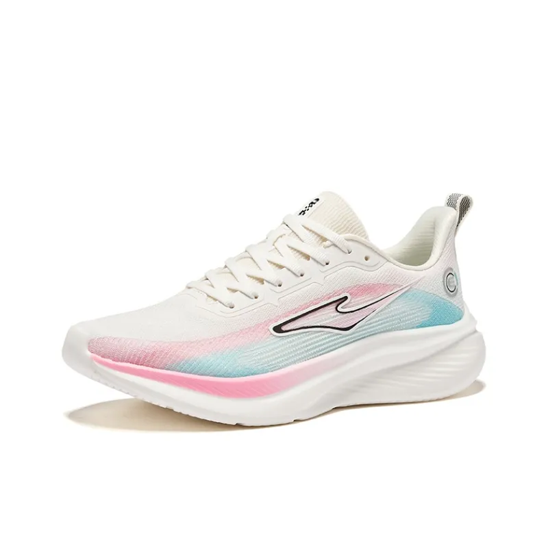 Erke Lightweight Cushioning Rebound Low-Top Running Shoes Men's Microcrystalline White Peach Blossom Pink-2
