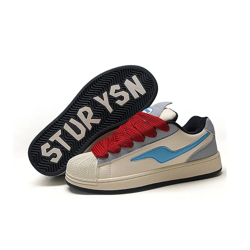 STUR YSN Wear resistant And Lightweight Low Top Skateboard Shoes Women's Beige Red-6