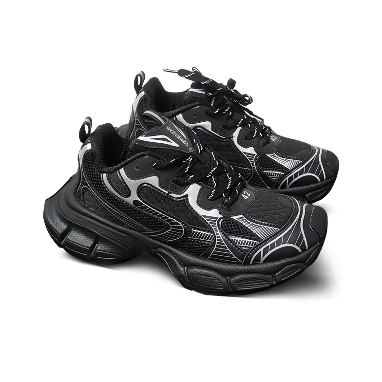 Hong Kong Meng Chunky Sneakers Unisex Low Top Silver-3