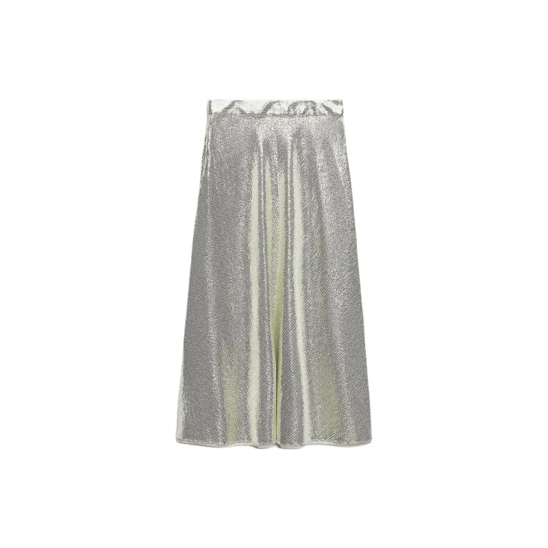 ZARA ZW Series Casual Long Skirts Women's Gold/Silver-1