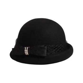 Peach Tea Black Bowknot Top Hats Women's