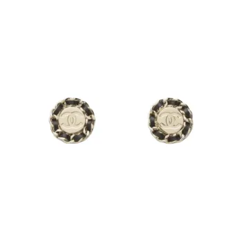 CHANEL Stud Earrings Women's Gold/Black