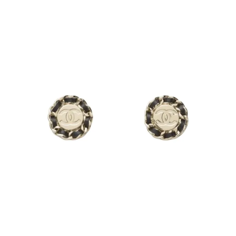 CHANEL Stud Earrings Women's Gold/Black-0