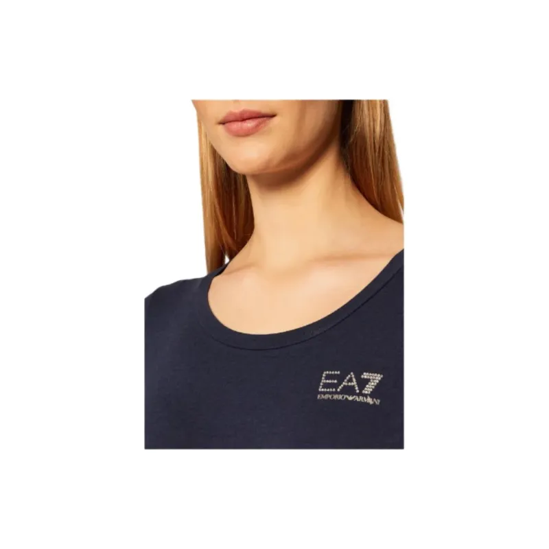 EMPORIO ARMANI EA7 Drop Shoulder Sleeve T Shirt Women's Marine Blue-4