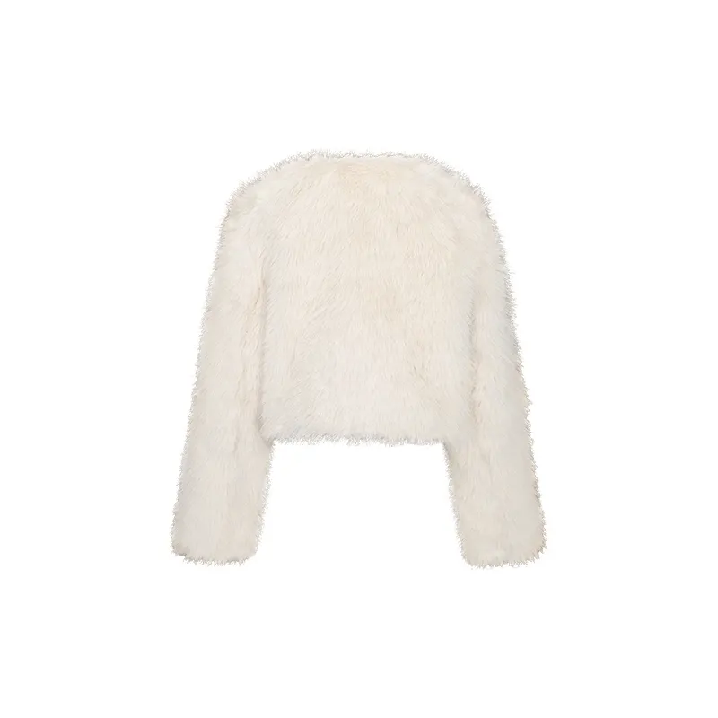 URBAN REVIVO Fur Women's Raw White-1