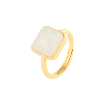 CHIC ZONE Rings Pale Greenish White Jade Women's