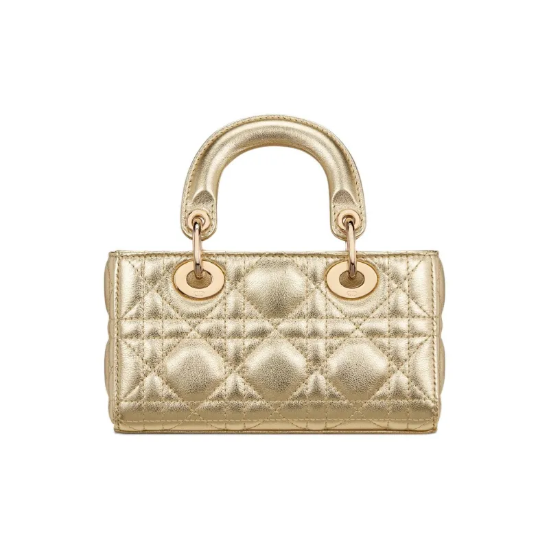 DIOR Lady D JOY Cow Leather Shoulder Bag, Crossbody Bag, Handbag Extra Mini Women's Gold-4