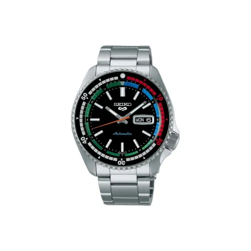 SEIKO Automatic/Manual Mechanical Movement Stainless Steel Strap Watch 42.5mm Men's Watches Black Dial
