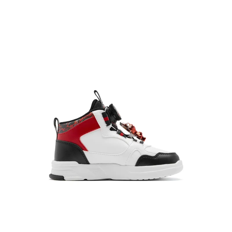 QIAODAN Anti Slip Wear Resistant Mid Top Kids' Skateboarding Shoes White Red Children Aged 3 7 Years Old-1