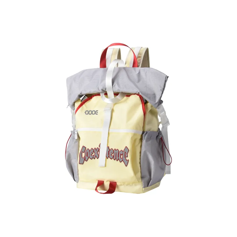 COEXISTENCE Polyester Backpack Unisex Red & Gray & Yellow-1
