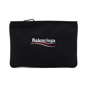 Balenciaga Nylon Fabric Wallets Clutches Large Size Women's Black