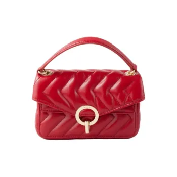 Sandro Cow Leather Shoulder Bag Crossbody Bag Handbag Medium Size Women's Red