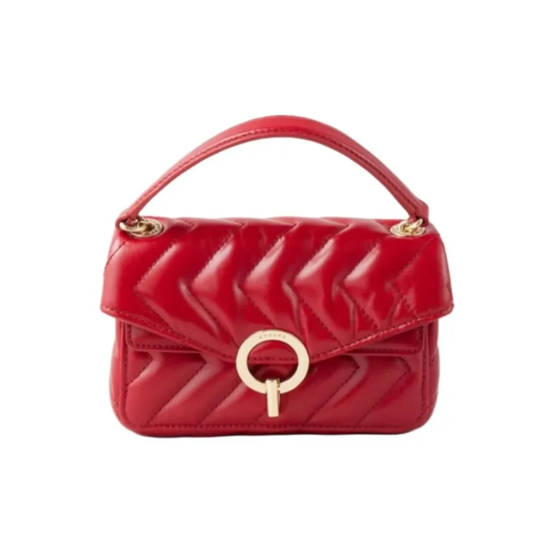 Sandro Cow Leather Shoulder Bag Crossbody Bag Handbag Medium Size Women's Red-0