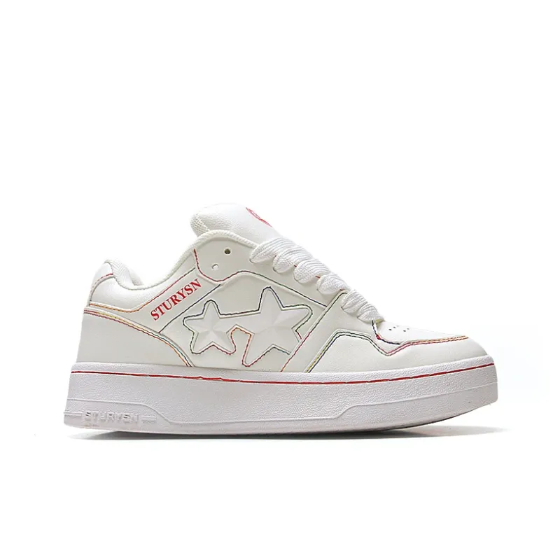 STUR YSN Wear resistant And Lightweight Low Top Skateboard Shoes Women's White Rainbow-2