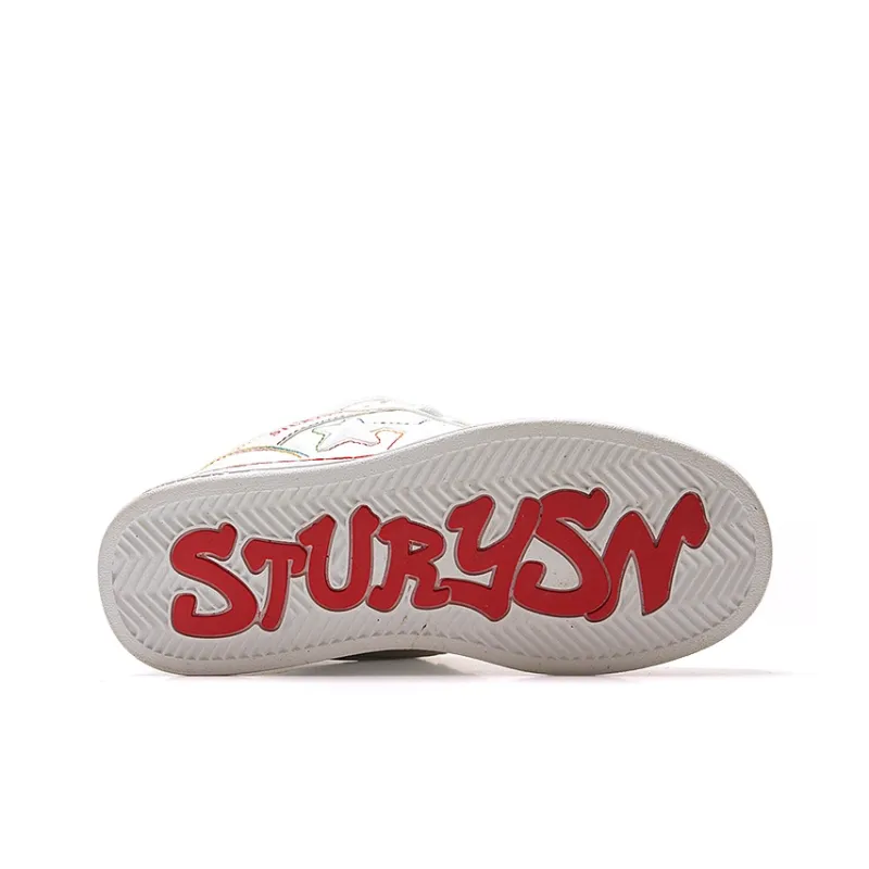 STUR YSN Wear resistant And Lightweight Low Top Skateboard Shoes Women's White Rainbow-6