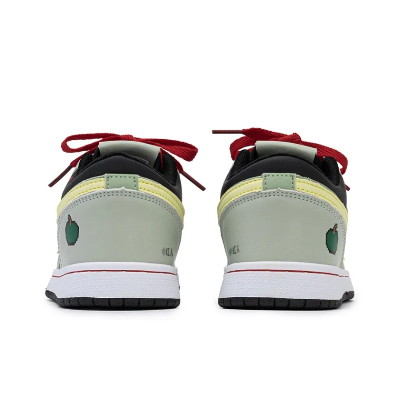 Little Red Man Durable Cushioning Low-Top Skateboard Shoes Unisex Gray Green-3