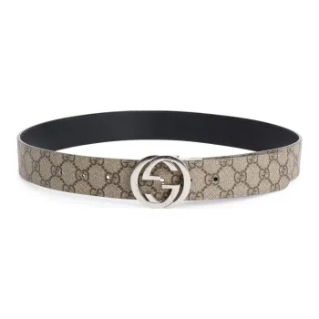 GUCCI Leather, Coated Canvas Leather Belts Men's Black/Brown Width 3.8cm