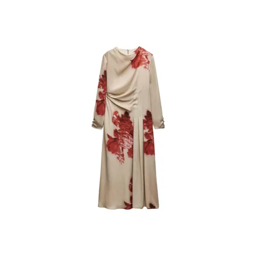 ZARA ZW Series Long Sleeved Dress Women's Tan