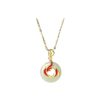 Phoenix Temple Jewelry Hetian Jade Necklaces White Jade/Pale Greenish White Jade Women's