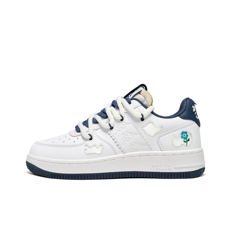 Kappa Back to Back Abrasion Resistant Slip Resistant Low Top Skateboard Shoes Women's White Blue-0