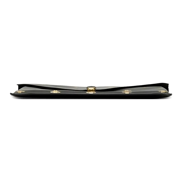 GUCCI Leather Envelope Bag, Clutch Tubas Unisex Black-3