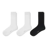 Knee-High Socks 3 Pack[White+White+Black]Dry and Fresh Fit