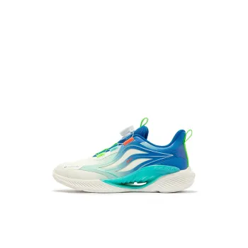XTEP Qing Feng 5.0 Anti Slip Wear Resistant Low Top Kids' Running Shoes Sail White Prussian Blue Kids'