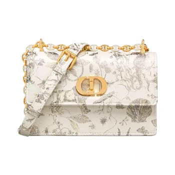 DIOR Cow Leather Crossbody Bag Shoulder Bag Mini Women's Milk White