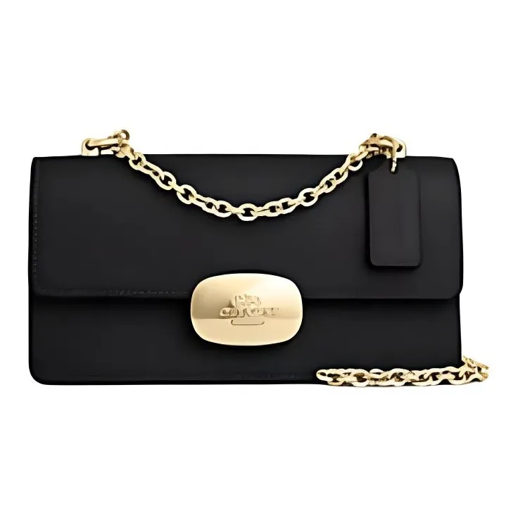COACH Eliza Calfskin Baguette Bag Shoulder Bag Crossbody Bag Medium Size Women's Black-0