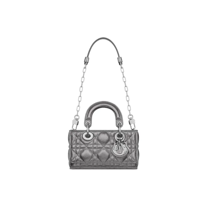 DIOR Lady D Joy Cow Leather Lady Dior Bag, Shoulder Bag, Crossbody Bag, Handbag Extra Mini Women's Silver Gray-1