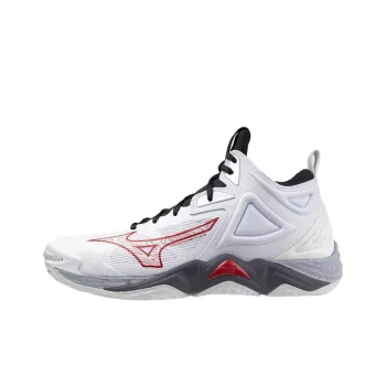 Mizuno Wave Momentum 3 Anti-Slip Wear-Resistant Mid-Top Training Shoes Unisex White Red