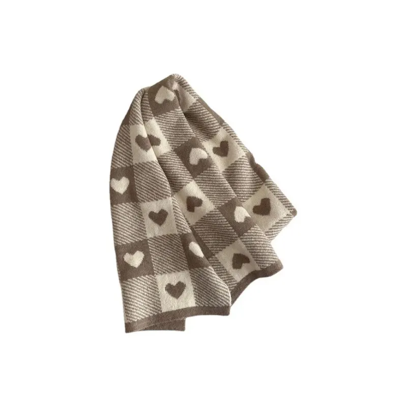 PISHUSHU Polyester Knit Scarves Unisex Black Beige Orange Milk Tea Beige-2