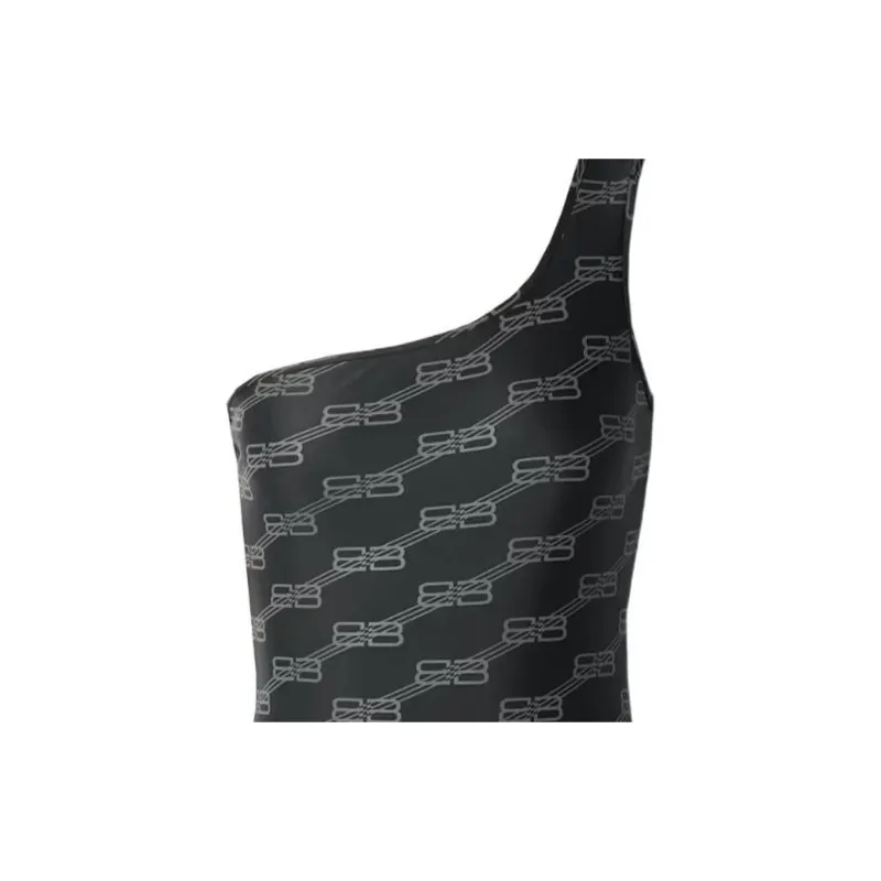 Balenciaga One Piece Swimsuit Slim Fit Women's Black-4