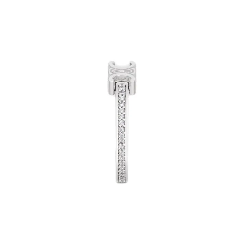 CELINE Triomphe Sparkle Ring In Strass And Brass With Rhodium Finish-2