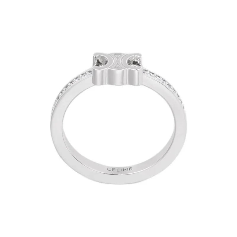 CELINE Triomphe Sparkle Ring In Strass And Brass With Rhodium Finish-1