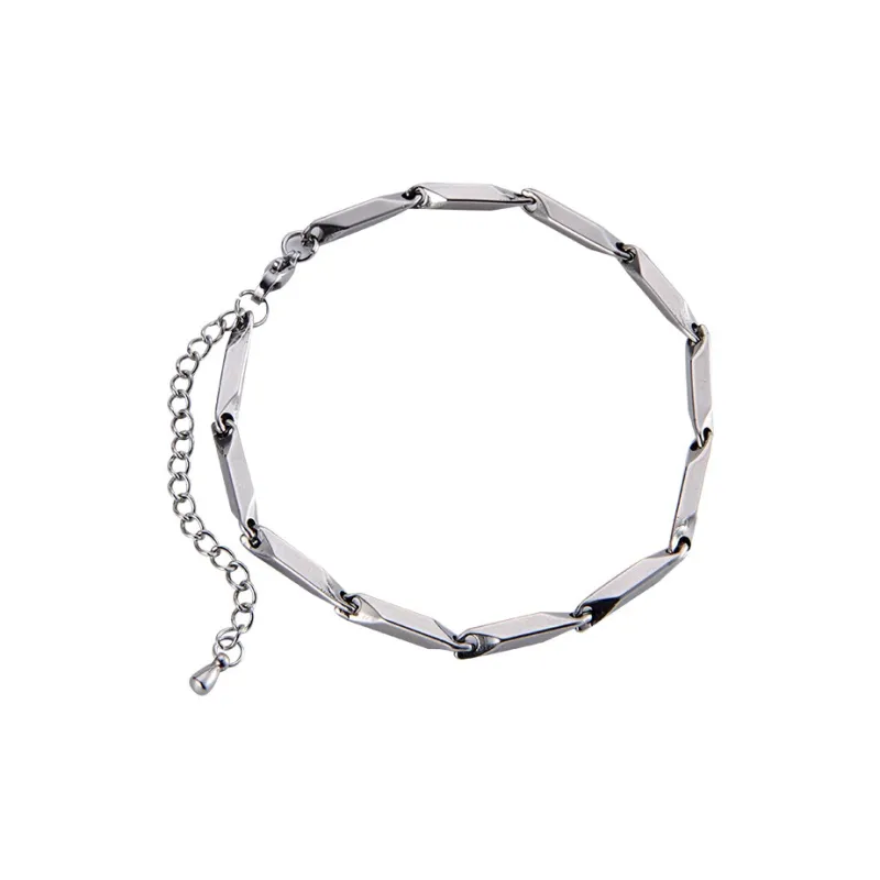 QIANFANGDAHUANGYE Titanium Steel Bracelets Unisex Silver-0