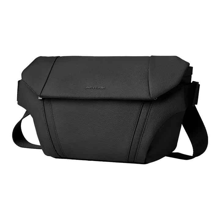 PIERRE CARDIN Membrana Dermalis Messenger Bag, Crossbody Bag Medium Size Men's Black-1
