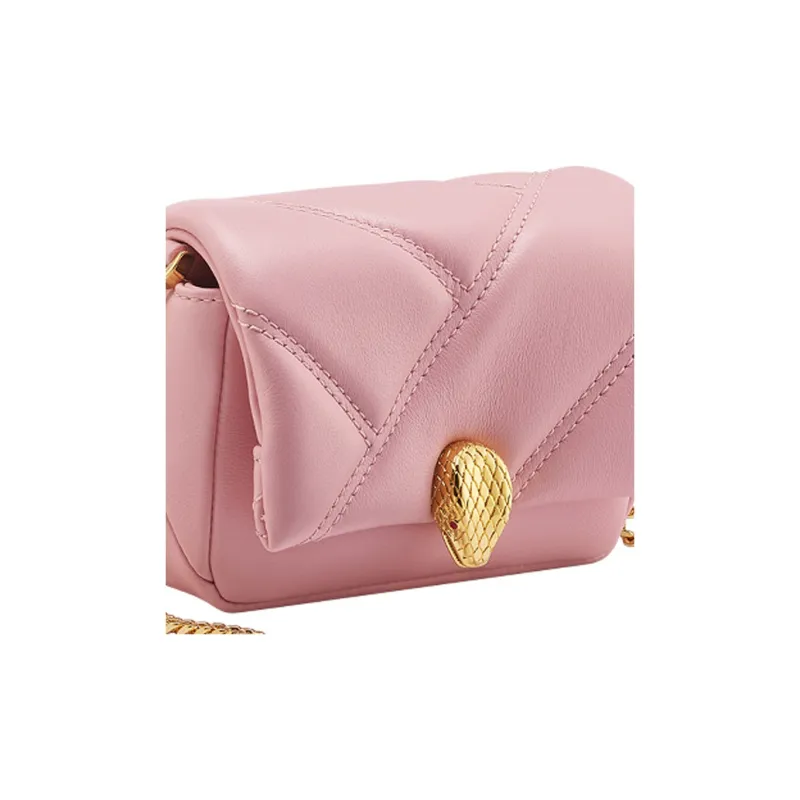 BVLGARI Serpenti Cabochon Calfskin Crossbody Bag, Shoulder Bag Mini Women's Pink-2