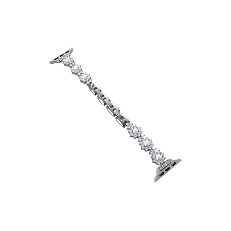 Warbler Dew Compatible With Apple Watch Apple Watch Band S9/S8/SE/7/6/5/4/3 Metal Sunflower Pearl Strap-9