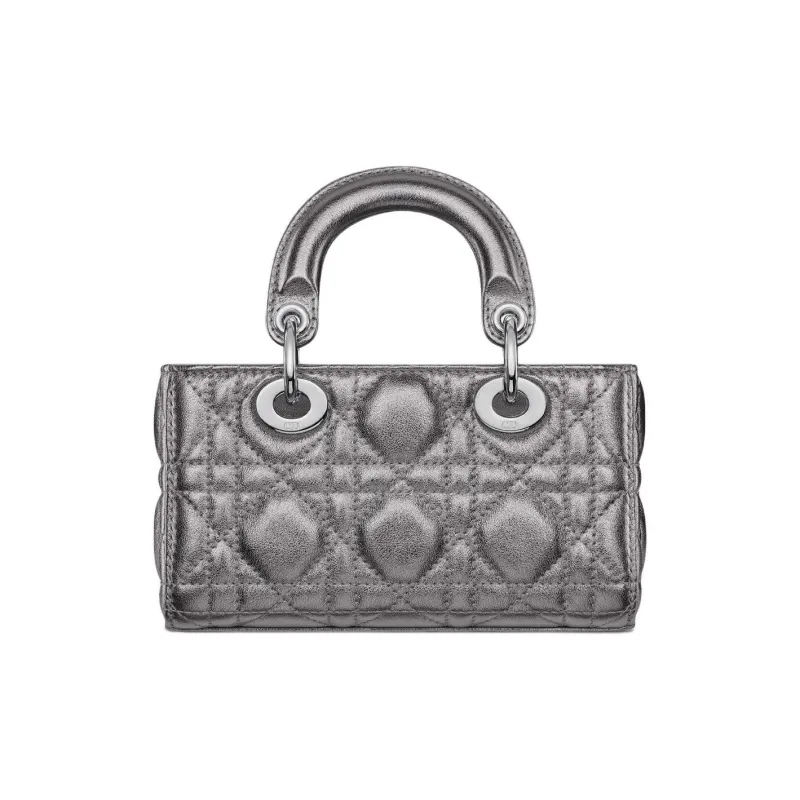 DIOR Lady D Joy Cow Leather Lady Dior Bag, Shoulder Bag, Crossbody Bag, Handbag Extra Mini Women's Silver Gray-4