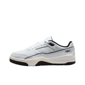 Jordan FLIGHT COURT Anti Slip Wear Resistant Low Top Vintage Basketball Shoes Unisex White Black