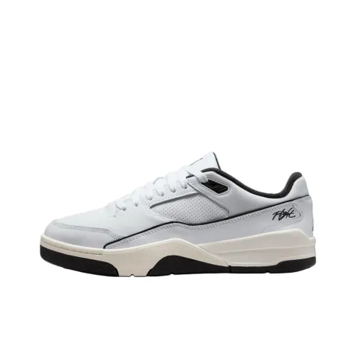 Jordan FLIGHT COURT Anti Slip Wear Resistant Low Top Vintage Basketball Shoes Unisex White Black