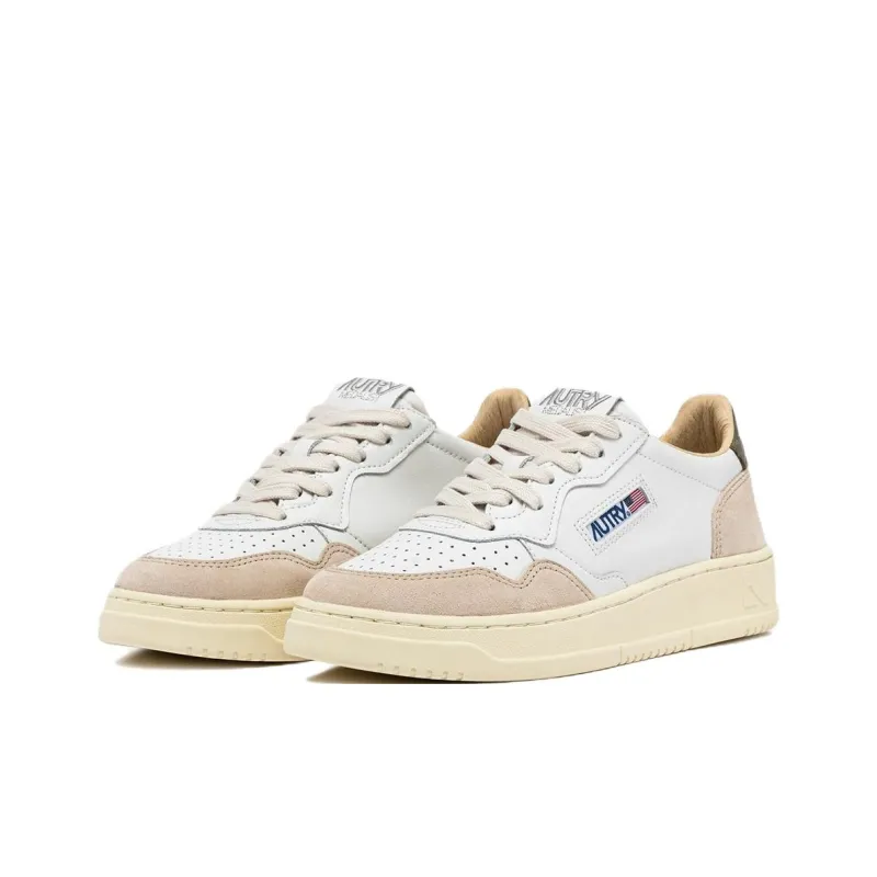 AUTRY Medalist Leather Low White Covert Green Beige-2