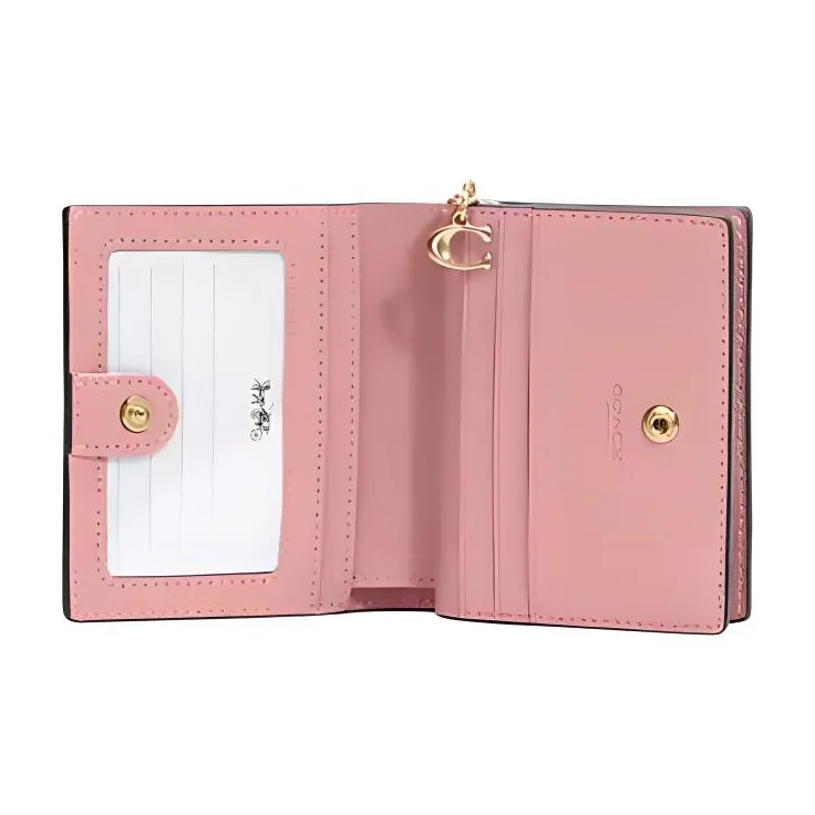 COACH Snap Wallet Canvas With Leather Card Holder, Wallet Women's Khaki Monogram-2