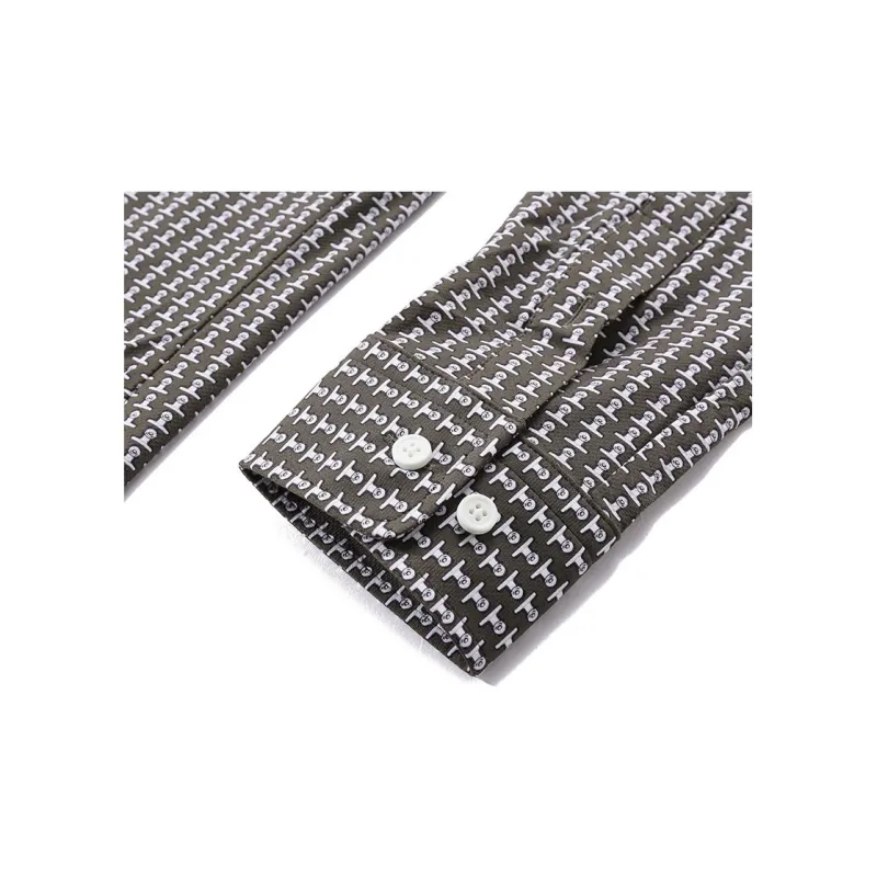 HUGO BOSS Micro Checked Pattern Buttoned Shirt-5