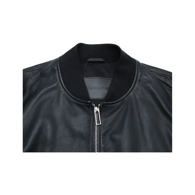 EMPORIO ARMANI Leather Jacket Men's Black-5