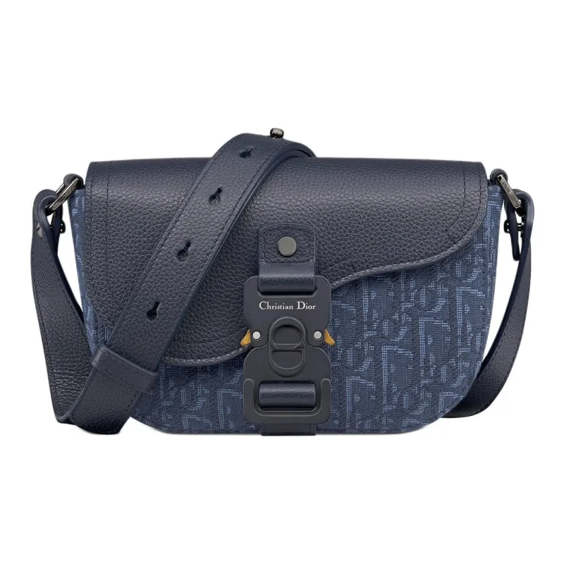 DIOR Grained Calfskin Saddle Bag, Crossbody Bag, Shoulder Bag Mini Women's Marine Blue-0