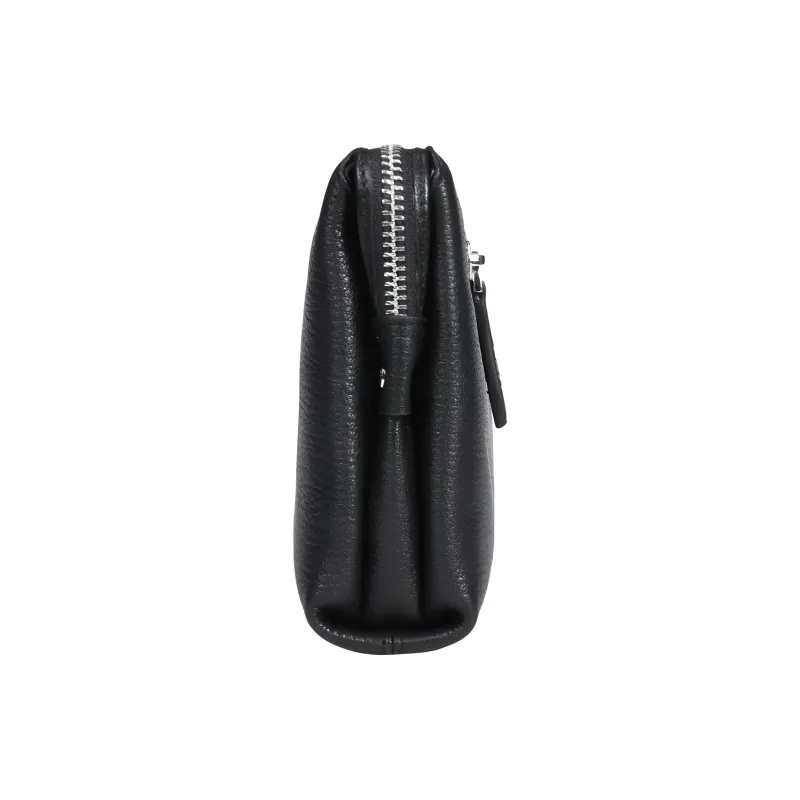 GOLDLION Top Grain Cow Leather Clutch Tubas Men's Black-2