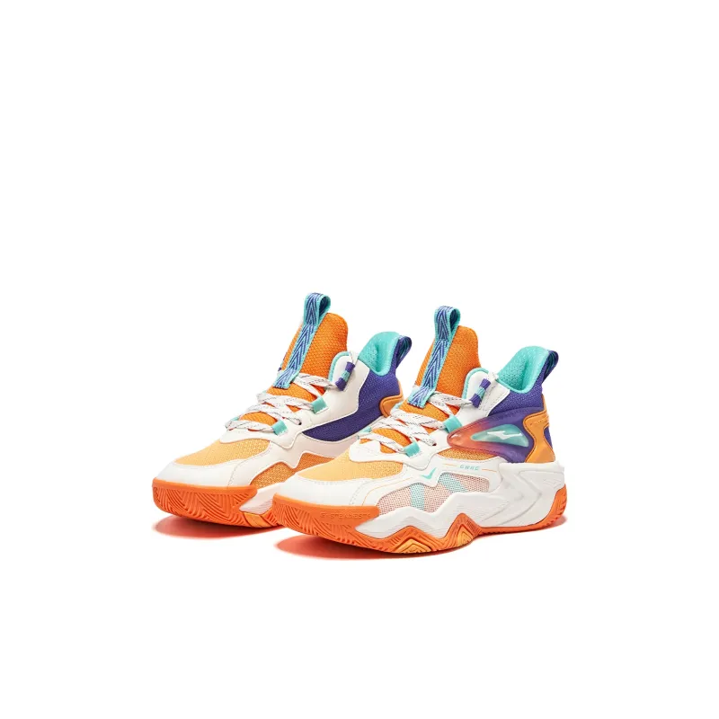 ERKE KIDS Cushioning Wear Resistant Rebound Basketball Shoes Microcrystalline White/Wax Orange Kids'-1