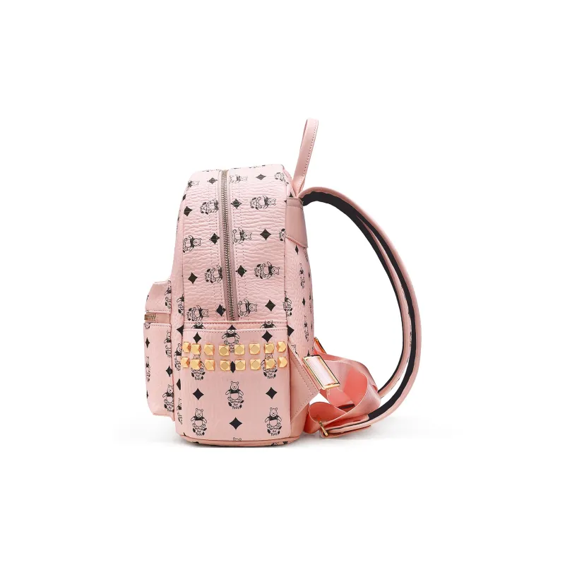 Disney Winnie The Pooh Series PU Bonded Synthetic Leather Backpack Medium Size Women's Brown-16